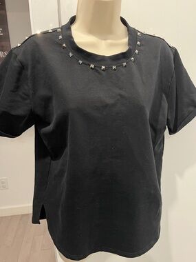 Studded Black Short-Sleeve Crewneck Tee